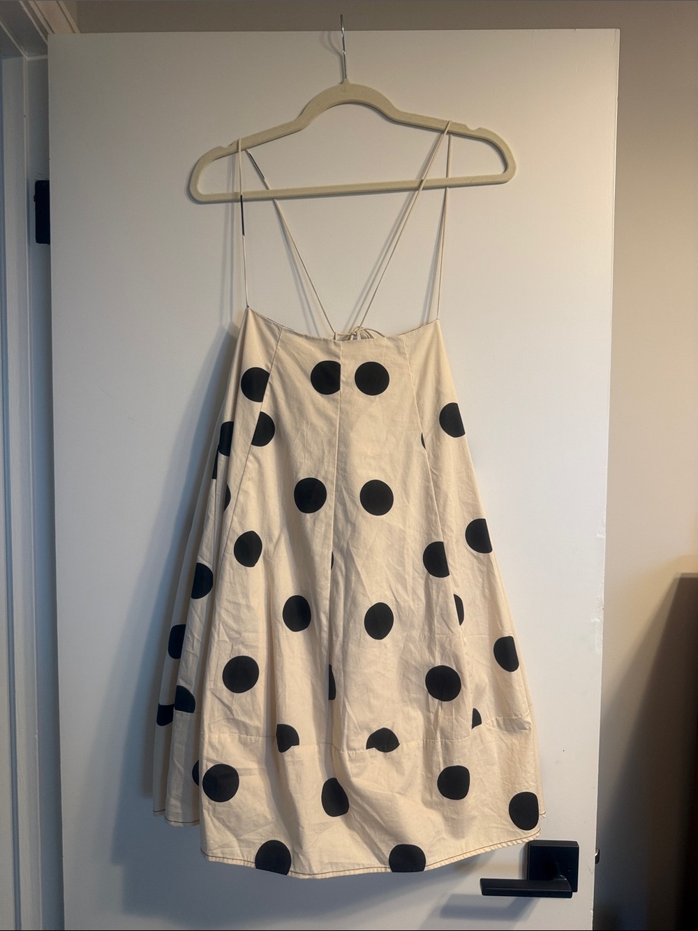 BUCKETLIST Cream Dress with Black Polka Dots